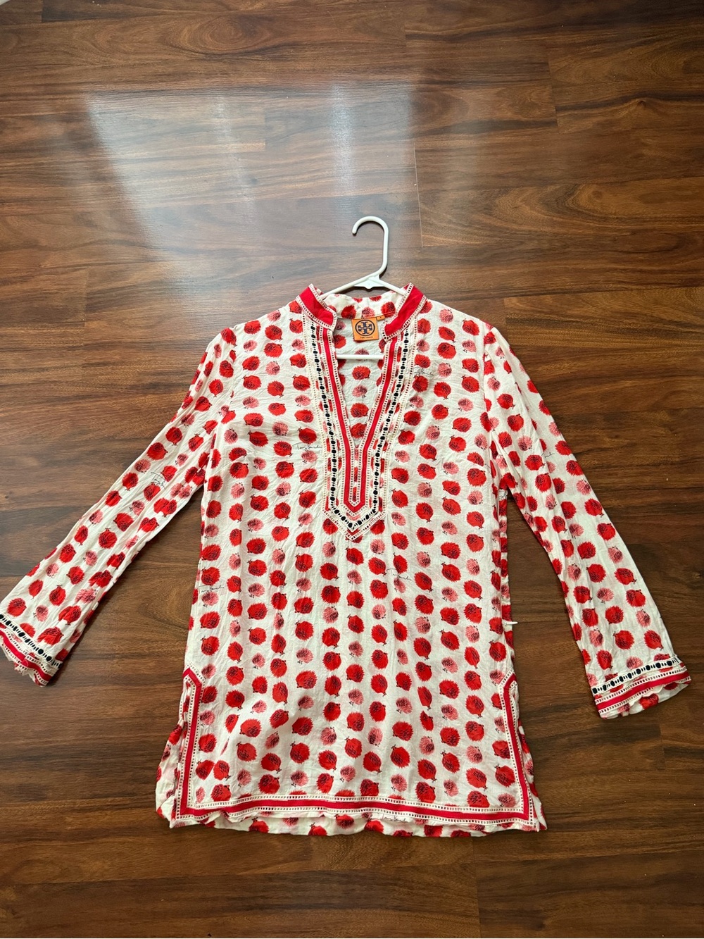 Tory Burch Red and White Tunic
